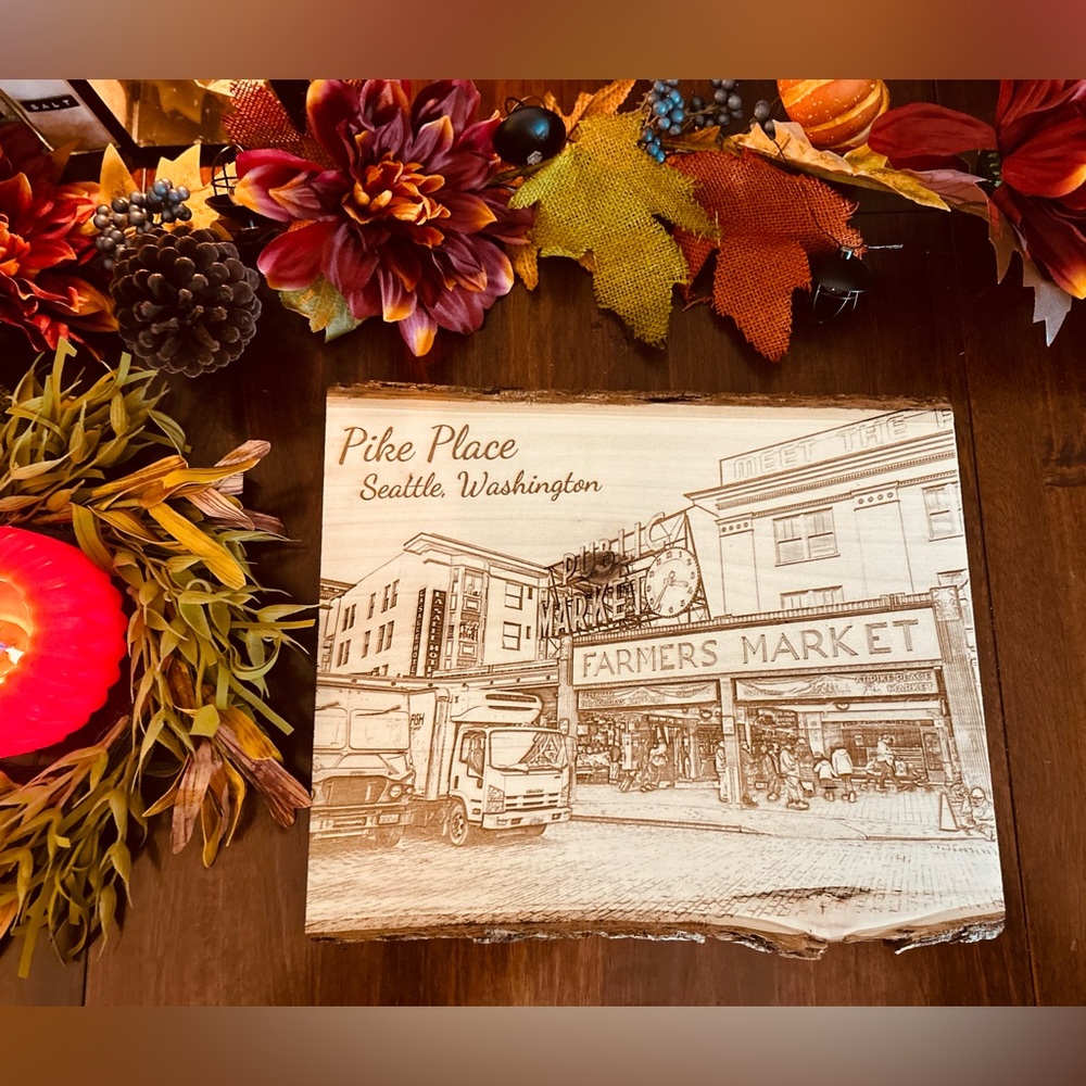 Hand made, Original photo live edge wood